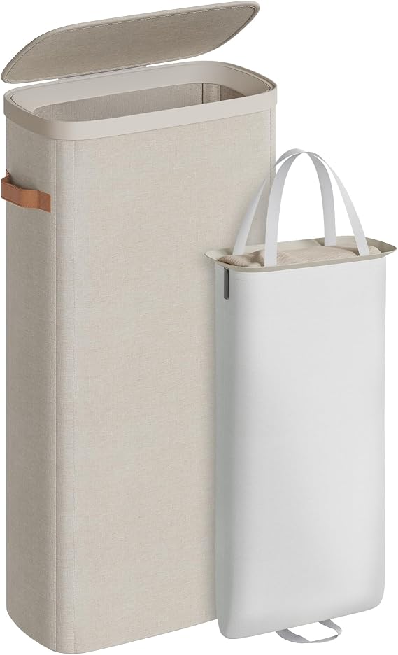 SONGMICS Laundry Basket, 65L Laundry Hamper with Lid, 1 Removable Liner Bag