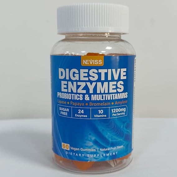 NEVISS Digestive Enzymes with Probiotic Gummies, 2Packs