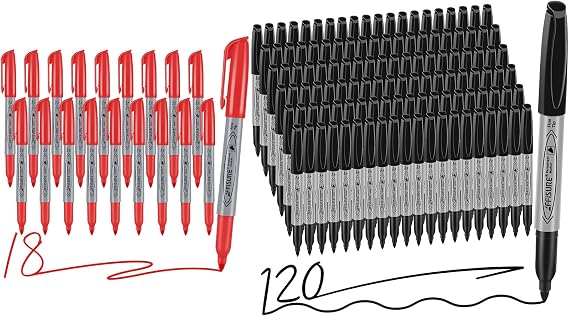 Red and Black Permanent markers, 120 packs permanent markers bulk