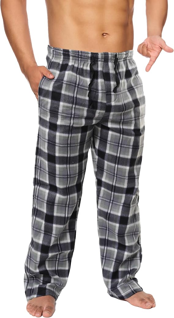 Active Club Mens Fleece Pajama Pants - Plaid Mens Pajama Bottoms (S - 3X)