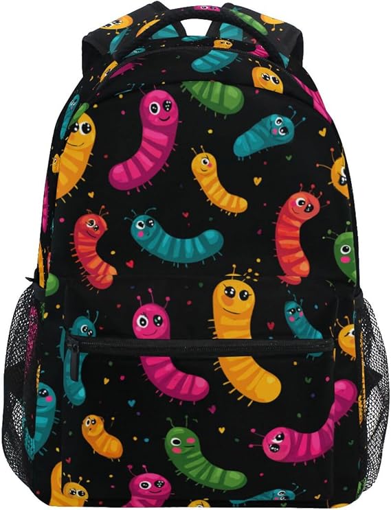 Kcldeci Kids Backpack for Boys Girls Elementary School Backpacks Colored Caterpillar Boys Children Bookbags Primary Kindergarten Backpack S