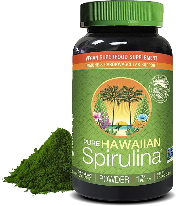 Nutrex Hawaii Pure Hawaiian Spirulina Powder, Vegan, Non-GMO, 9.53 oz