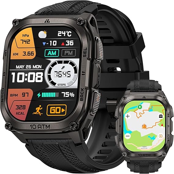 KOSPET Tank M4 Smart Watch Rugged, GPS & Offline Maps, 10 ATM Waterproof