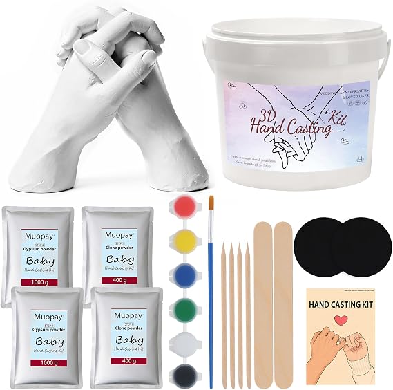 Hand Casting Kit, Anniversary Couples Gifts Casting Kit, Bridal Shower,Hand Mold Kit Couple with Base, Wedding Gifts Plaster Hand Mold Casting Kits, Couple 1 Year Anniversary
