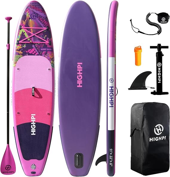 Inflatable Stand-Up Paddle Board: Wide SUP with Full Accessories, Anti-Slip EVA Deck, Paddleboard for Yoga/Surfing/Fishing & More, for Youth & Adults, Beginner-Friendly