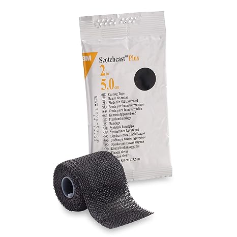 3M Scotchcast Plus Cast Tape 2 Inch X 12 Foot Fiberglass Black, 82002A - One Roll