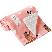 Baby Blanket Ultra Soft Double Layer with Dotted Backing Receiving Blankets Toddler Baby Nursery Bed Blankets Shower Gifts(Bear,80 * 120cm)