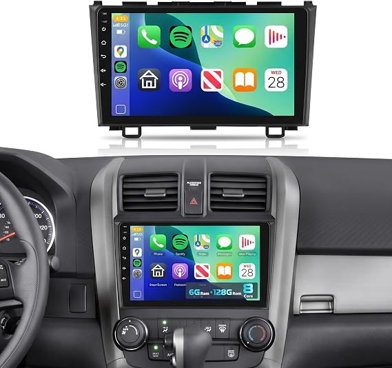 8 CORE 6G+128G Car Radio Stereo for Honda CRV 2007-2011 with Wireless CarPlay Android Auto, 9 Inch IPS Touch Screen Android 13 GPS WiFi 32-Band DSP Bluetooth SWC AHD Backup Camera