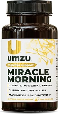 UMZU Miracle Morning Energy Support Supplement, 30 Day Supply Caffeine, Theacrine & Organic Ingredients Morning Energy, Focus & Mood Support Energy Supplement Focus Supplement Caffeine Pills