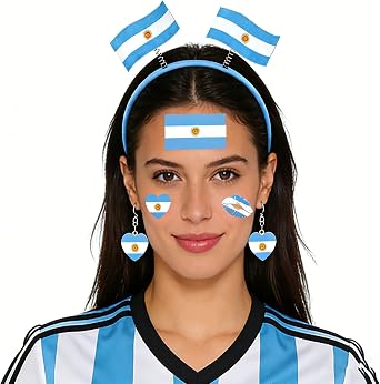 2026 World Cup Soccer Fan Accessories Set - Flag Headband, Earrings and Tattoo Tattoo Stickers for Game Day