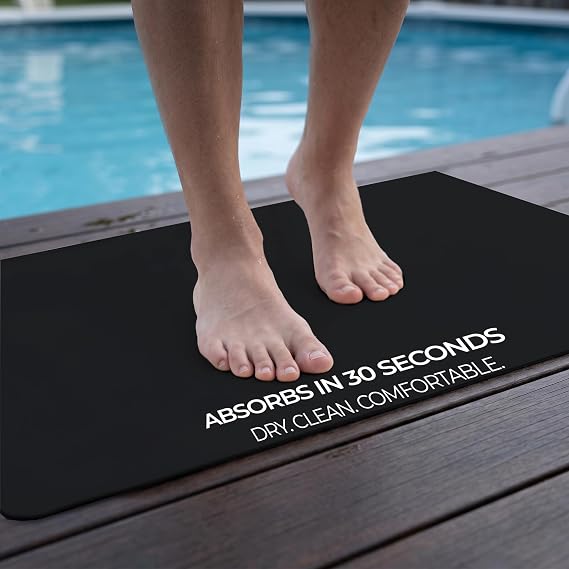 Homergy Bath Mat for Bathroom Non Slip, Quick Dry, 20x32 in, Black
