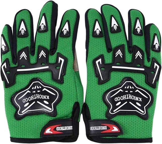Kids Motorcycle Gloves Kids Full Finger Gloves Youth Child Motocross Dirt Bicycle Racing Cycling Gloves-Green S