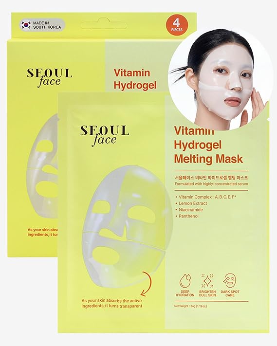 DERMAL Vitamin Hydrogel Melting Jelly Gel Mask 4ea - Korean Overnight Face Mask with Vitamin Complex - Anti Aging & Evens Skin for Radiant Skin - Korean Skincare