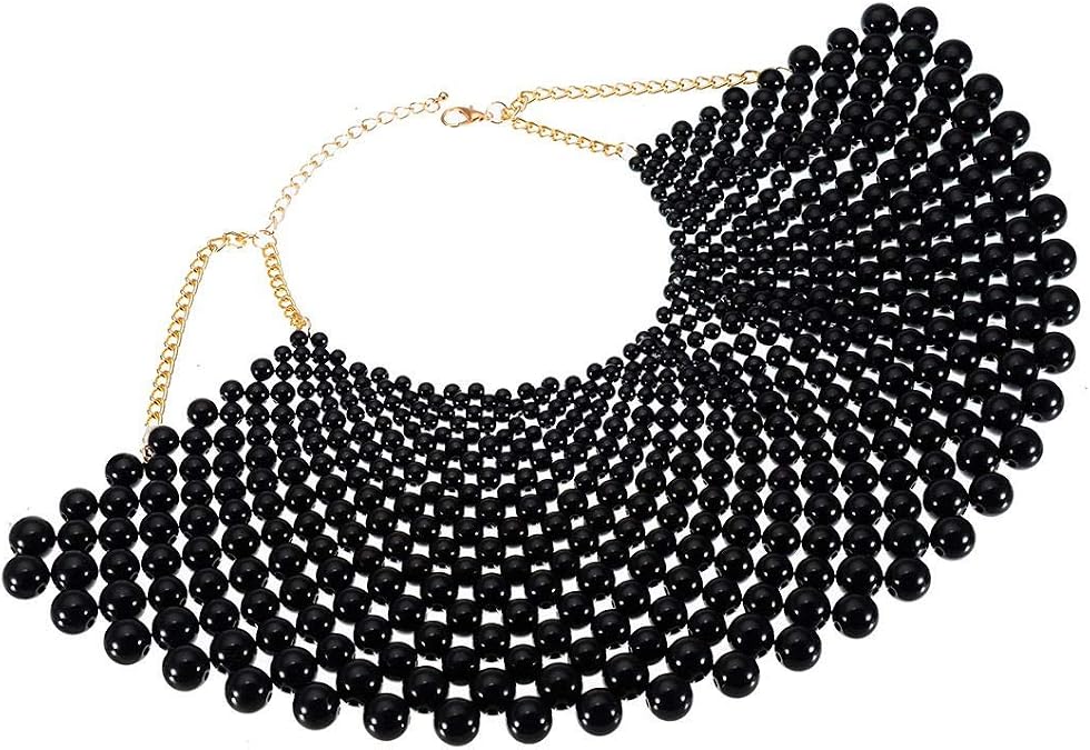 Jerollin Bib Collar Necklace Chunky CCB/Crystal/Pearl Resin Beads Chain Choker Statement Necklace Womens Fashion Jewelry Necklace