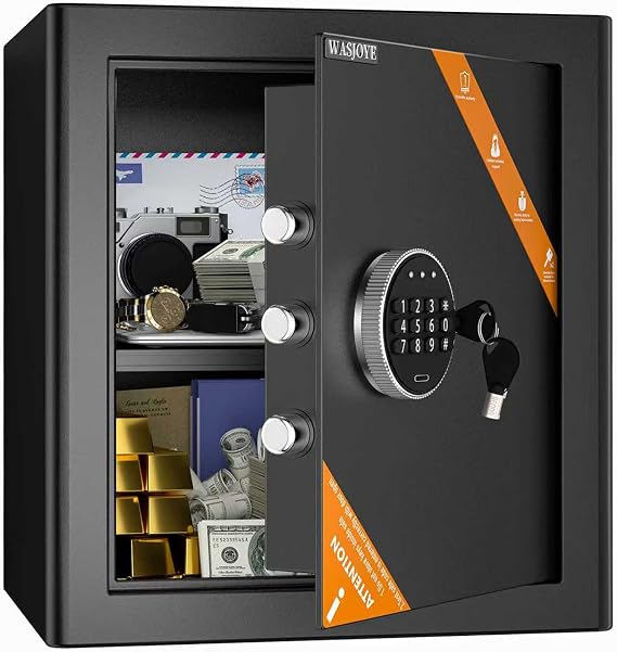 WASJOYE Security Cabinet Safe Box - 2.0 Cubic Feet Home Safes Box with Digital Keypad Safety Key Lock Type-C Port Alarm System, Smart Fireproof Safe for Home Office Hotel Document Jewelry Storage