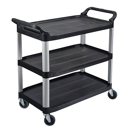 Luxor Home Office Large Multipurpose Three Shelves Serving Cart, Black