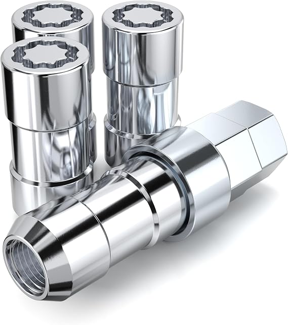 White Knight MG40910XLAM Chrome M14x1.50 Thread Size (1.97" L) Conical Seat Socket Type Wheel Locks, (Random Lock Pattern) 4 Pack