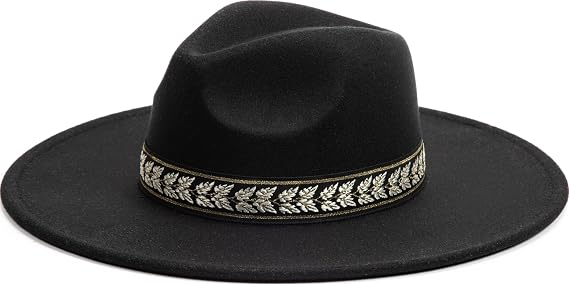 Fashion You Want Women's Felt Hat Fedora Hat Wide Brim Festival Carnival Outfit Boho Band Fedora Wide Brim Travel Cowboy Hat Felt Rancher Wool Hat Vintage Panama Hats