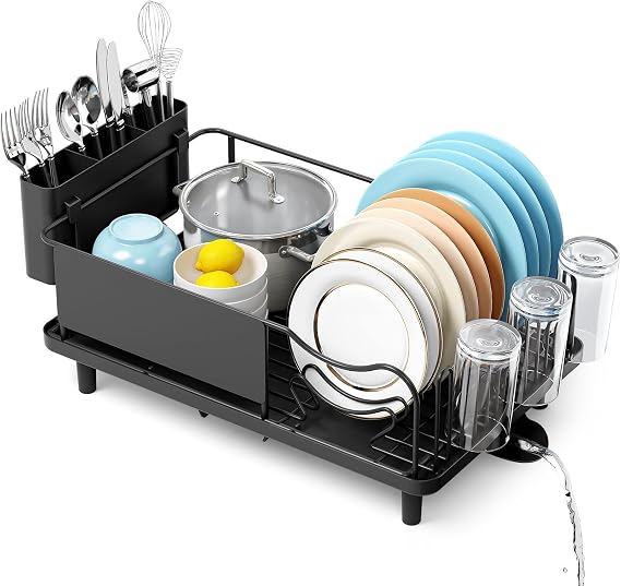 KINGRACK Stainless Steel Dish Drainer Rack, Black