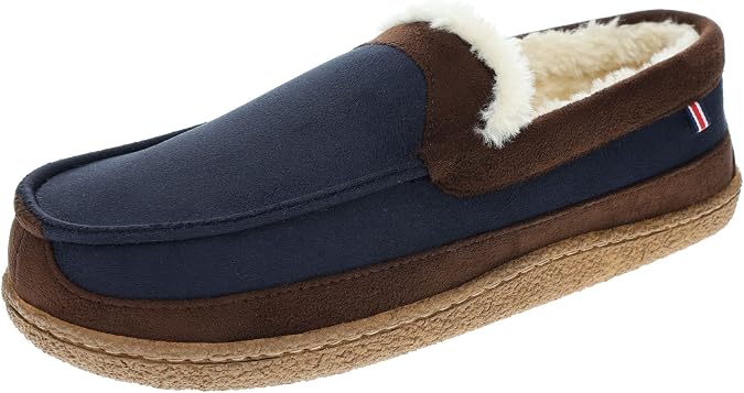 IZOD Men's Slipper with Memory Foam, Classic Soft Microsuede Moccasin, Solid Black, Men's Sizes