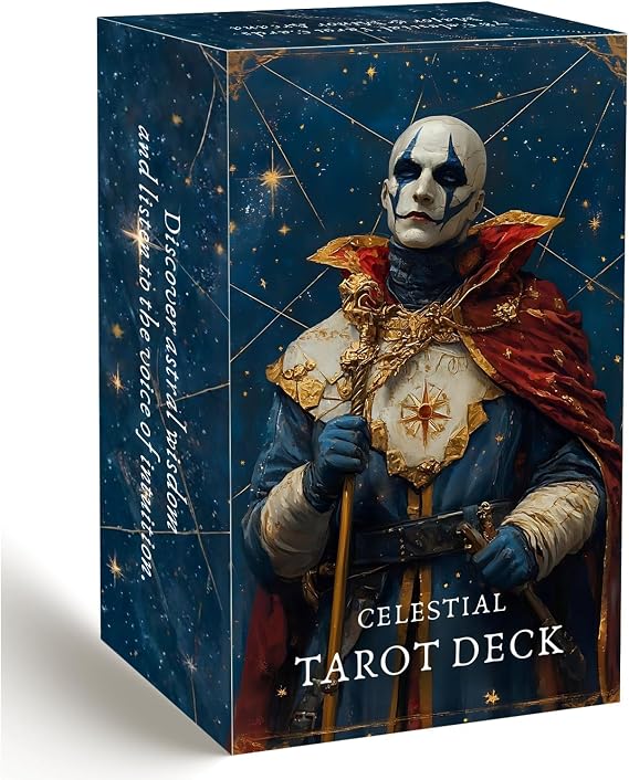 Celestial Tarot Deck, 78 Cards, Major & Minor Arcana, Cosmic Tarot with Blue & Gold Fantasy Art, Mystical Arcana Design for Beginners, Professional Readers, Intuition, Divination, Spiritual Guidance