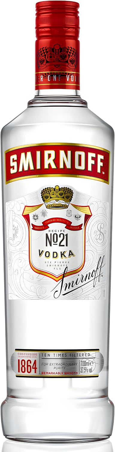 Smirnoff No. 21 Vodka, Triple Distilled & 10 x Filtered, a Hint of Sweetness & Pepper 70cl
