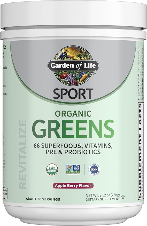 Garden of Life Sport Organic Greens Powder, Apple Berry, 30 Servings