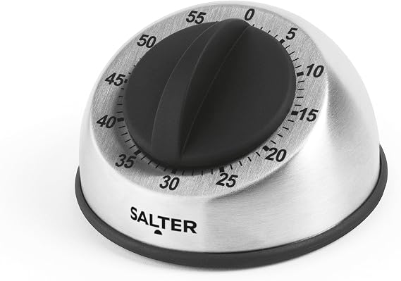 Salt mechanical 60-minute kitchen timer reliable cooking time analog clock countdown mechanism on movement long loud ring handy rubber dial