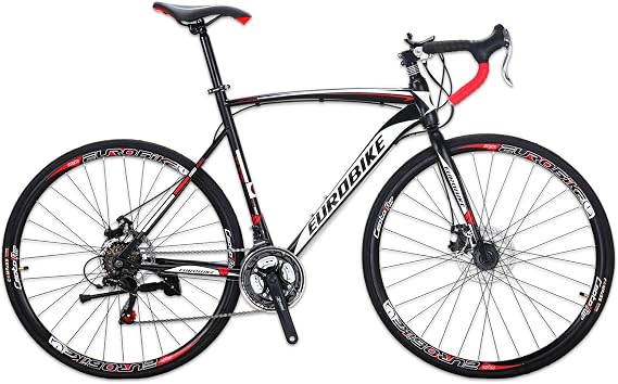 EUROBIKE YH-XC550 Road Bike for Men 54cm Frame Bicycle 700C Wheels Aluminium Rims 21 Speed Dual Disc Brake Commuter Bikes (30mm Rims)