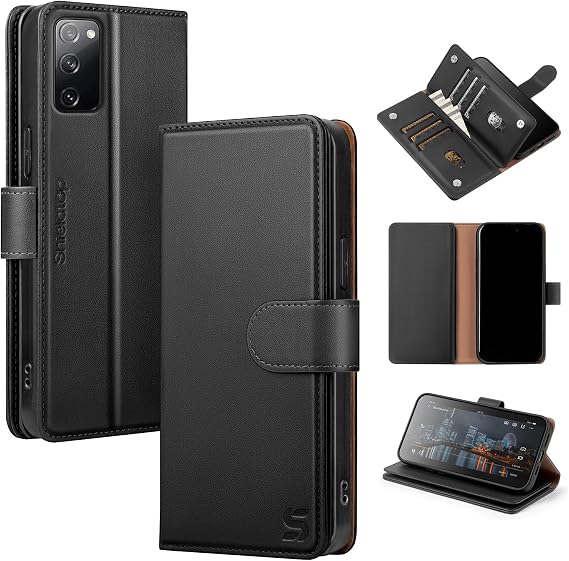 Shieldtop Compatible with Samsung Galaxy S20 FE Wallet Case with Card Holder,Women Men RFID Blocking PU Leather Flip TPU Protective Cover Credit Card Slots,Phone Case for Galaxy S20 FE,Black