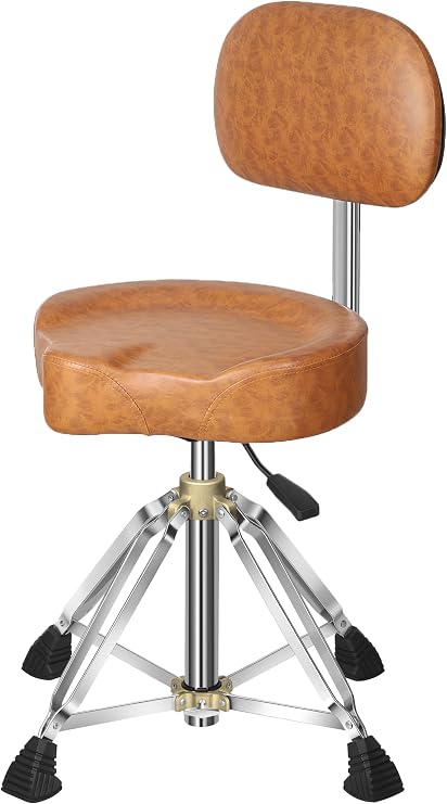 Heavy Duty 4-Leg Hydraulic Drum Throne with Backrest(Brown