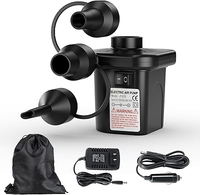 Electric Air Pump for Inflatables,Portable Quick-Fill Air Pump with 3 Nozzles,110V AC12V DC,Inflator & Deflator Pumps for Outdoor Camping,Air Mattress Beds,Boats,Inflatable Cushion,Couch,Pool Floats
