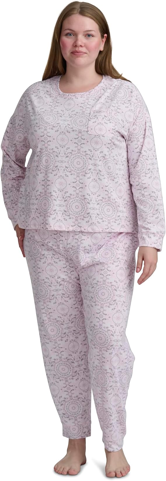 Karen Neuburger Women's Plus Size Long Sleeve Pullover and Jogger Pajama Set
