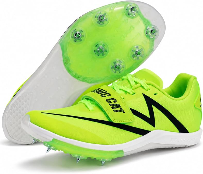Track and Field Shoes Men Women Spikes Sneakers Full-Length Carbon Plate Track Race Jumping Sneakers Professional Running Tarck Spikes Shoes (BFJ) (Green, Big Kid, Men, 4.5, Numeric, US Footwear Size System, Medium)