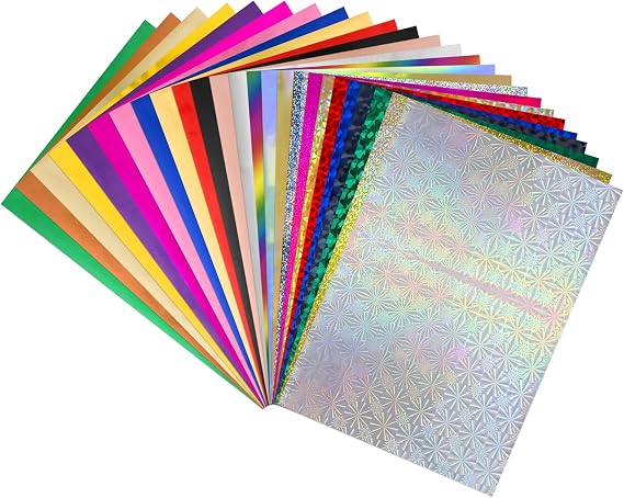 25 Colors 100 Pieces Toner Reactive Foil for Laminator, 20x29cm/7.9x11.4inch Foil Paper for Toner Foiling Scrapbooking Craft Projects Card Making, Foil by Laser Printer and Laminator ( 25 Colors )