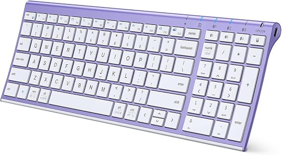 iClever BK10 Bluetooth Keyboard Quiet Typing Multi-Device USB-C Rechargeable Slim Wireless Keyboard for Mac Windows iPad Office