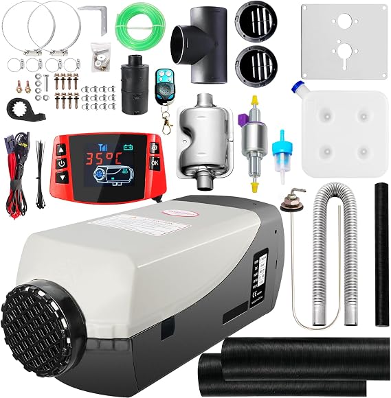 WAYSKA Diesel Heater 12V, 15L Tank, Diesel Air Heater 5KW, Muffler, Diesel Parking Heater with LCD Monitor & Remote Control for Trucks, Trailer, Boat and Motor-Home