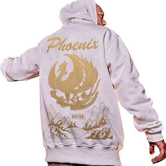 XYXIONGMAO Fashion Street Men's Japanese Hoodie Oversized Couple Sweater Golden Phoenix