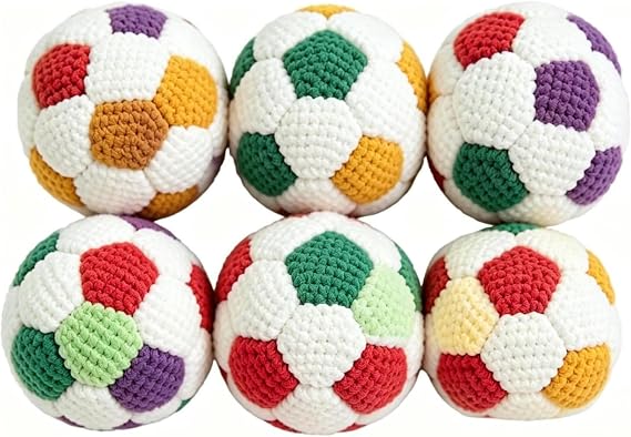 6PCS Hand-Made Knitted Footbag Sack, Hacky Sacks ball for Adults, Juggling Balls, Haki Sacks, Kick Balls, Soccer Styles, Multicolored Geometric Pattern, Ready-to-Use, Easy to Carry