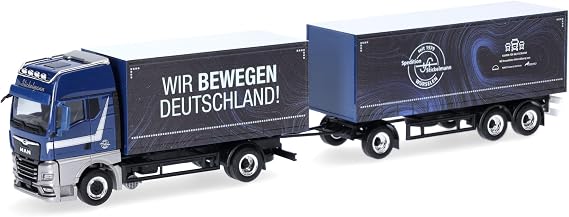 Herpa Truck Model MAN TGX GX Curtain Tarpaulin Hanging Train Stickelmann/Wir bewegen Deutschland (Nordrh.-Westf./Würselen) Miniature in Scale 1:87 Collectible Made in Germany Plastic