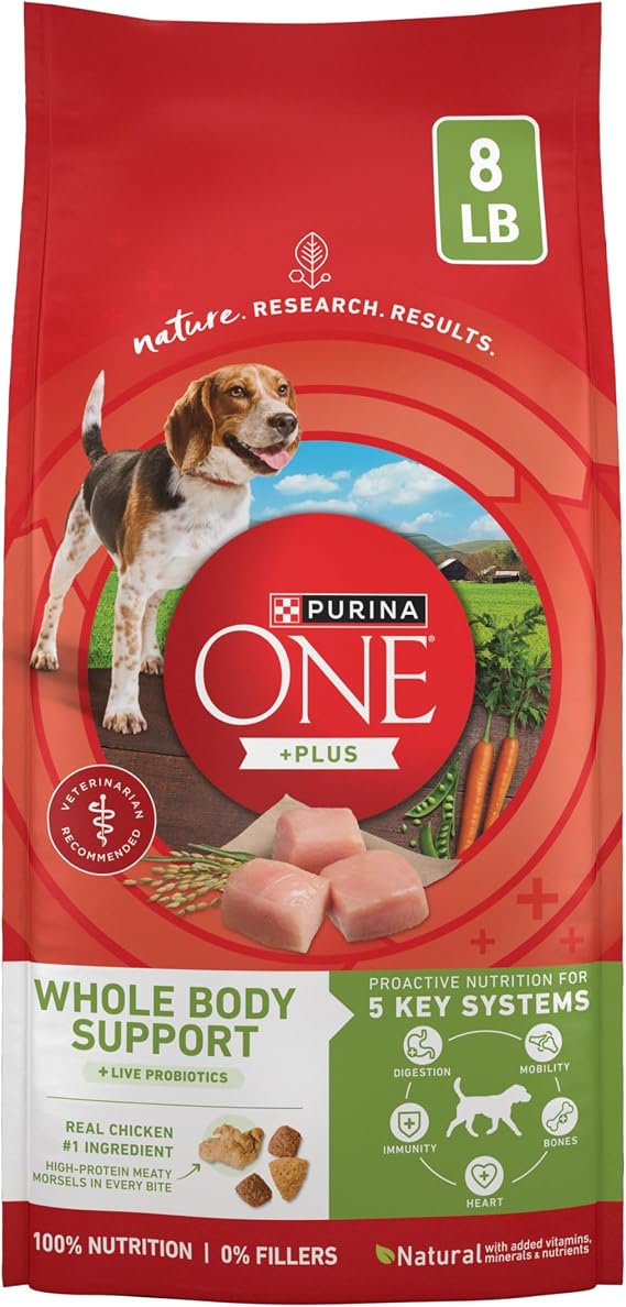 Purina ONE Plus Whole Body Support with Chicken Dry Dog Food, 8 lb Bag