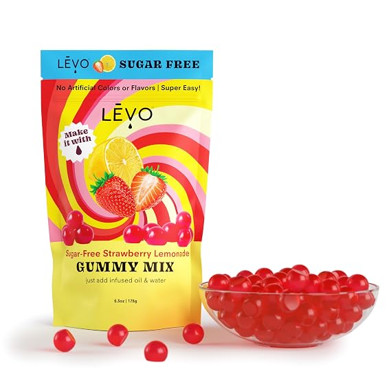 LEVO Gummy Mix - Strawberry Lemonade (Sugar Free) Improved Formula - Make Your Own Infused Gummies - Each Bag Makes 64 Gummies - 1 Pack