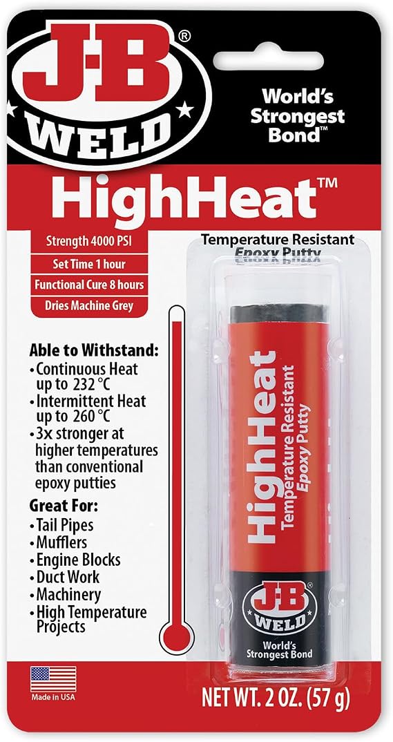 J-B Weld 8297 HighHeat 500 Degree Epoxy Putty Stick - 2 oz. , Grey