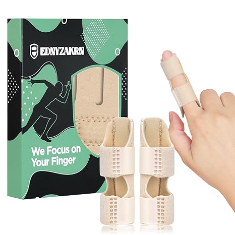 2 x Finger Splints for Trigger Fingers - Arthritis Finger Protectors Support for Index Finger - Middle Finger - Ring Finger (Beige)