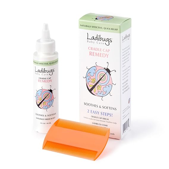 Ladibugs Cradle Cap Remedy Kit - 2-Step Serum & Comb Scale Remover