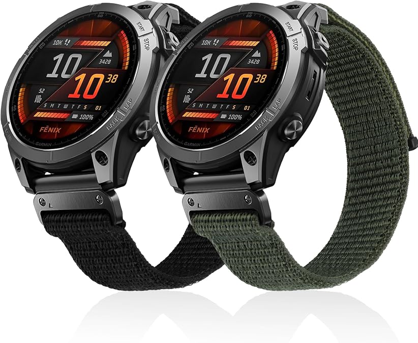 Nylon Strap for Garmin Fenix 8 47 mm/Fenix 7/Fenix 6/Fenix 5 Garmin Approach S60/S62/S70 47 mm 22 mm Quick Fit Adjustable Sports Replacement Strap for Garmin Descent G2/G1 Women Men