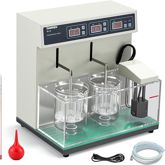 Huanyu BJ-2 Disintegration Tester Disintegration Apparatus Testing Machine Automatic Disintegrator Dual-Basket Precise Temperature Time Control Lab Instrument (110V)