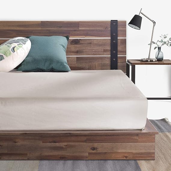 Zinus Brock Metal and Wood Platform Bed Frame, Solid Acacia Wood Mattress Foundation, No Box Spring Needed, Easy Assembly, Twin