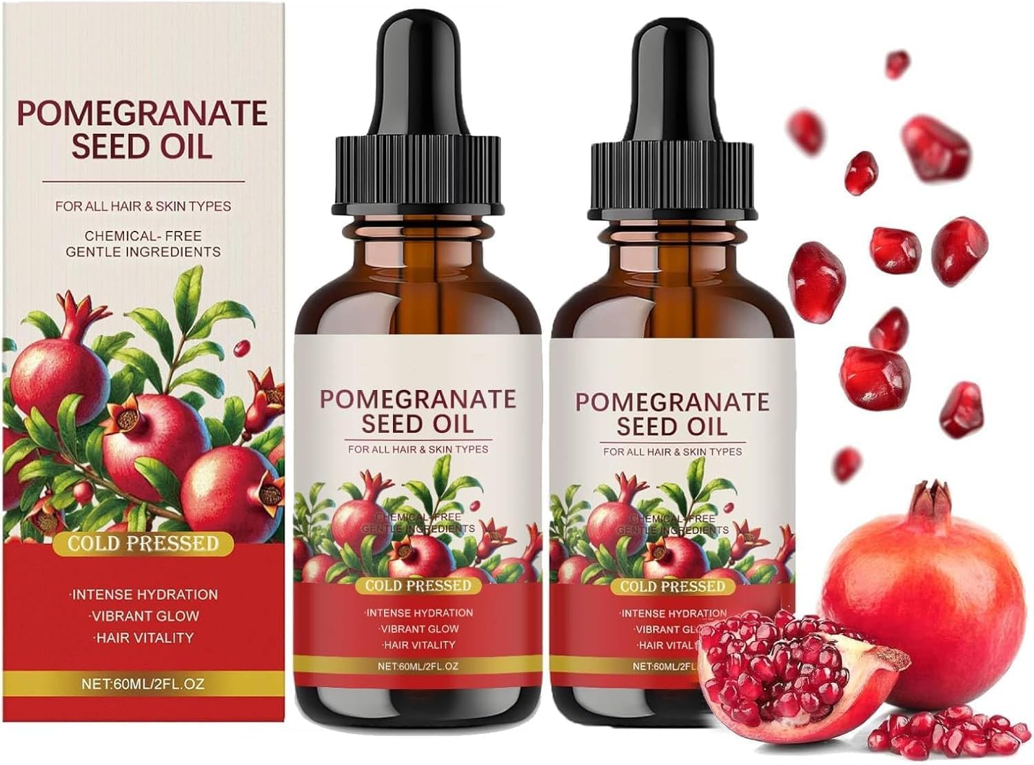 Organic Pomegranate Seed Oil, Pure & Natural Pomegranate Seed Oil for Body, Face & Skin, Pomegranates Seeds Oils - 100% Natural Cold Pressed Pomegranates Seeds Oils, Deep Hydrating, for Face, Body 2