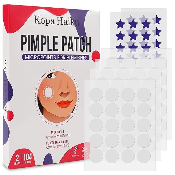 Pimple Patches: Pimple Patches for Face - Acne Patches for Face - Pimple Patch - Acne Patches - Pimple Patched Stars - Pimple Patches Cute - Star Pimple Patches for Face(104 Patches/ 2 Shapes)